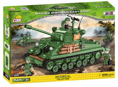 M4A3E8 Sherman (Easy Eight)- COBI 2533 - 745 brick medium tank - BRICKTANKS