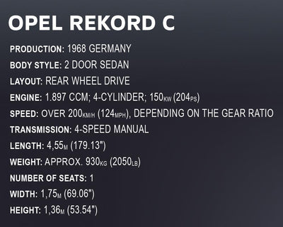 OPEL RECORD C-SCHWAR - COBI 24333 - 2078Bricks - BRICKTANKS