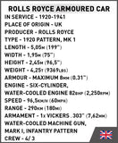 Rolls Royce Armoured Car WWI - COBI 2988 - 267 Bricks - BRICKTANKS