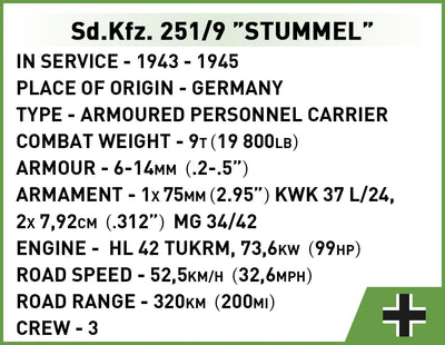 SD.KFZ.251/9 Stummel Half Track - COBI 2283 - 454 Bricks Other Military Cobi