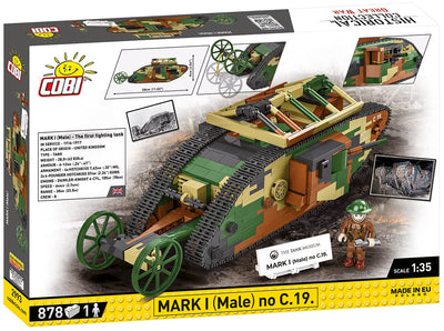 Tank Mark I (Male) no. c19 brick model - COBI 2993 - WWI 884 bricks COBI