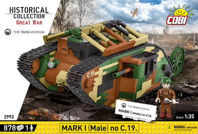 Tank Mark I (Male) no. c19 brick model - COBI 2993 - WWI 884 bricks COBI