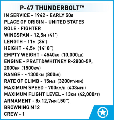 Thunderbolt II P-47 - COBI 5737 - 475 Bricks Planes Cobi