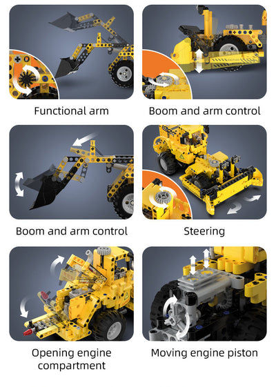 Wheel Loader & Wheel Bulldozer - CaDA C65004W - 693 Bricks - BRICKTANKS