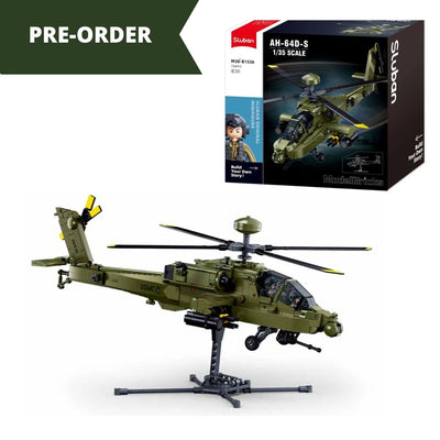 AH-64D Apache brick model helicopter - Sluban M38-B1536 - 734 bricks