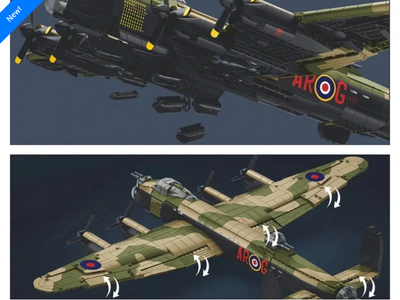 Avro Lancaster Mk I brick plane model - Sluban M38-B1609- 1382 bricks