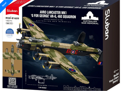 Avro Lancaster Mk I brick plane model - Sluban M38-B1609- 1382 bricks