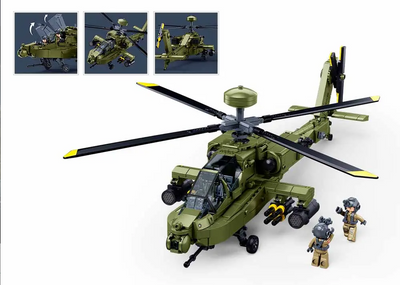 AH-64D Apache brick model helicopter - Sluban M38-B1536 - 734 bricks