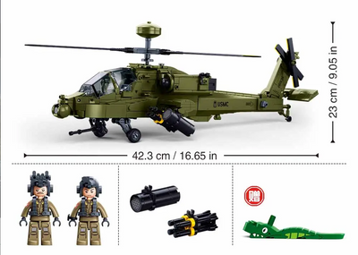 AH-64D Apache brick model helicopter - Sluban M38-B1536 - 734 bricks