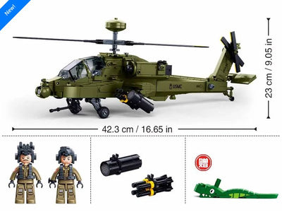 AH-64D Apache brick model helicopter - Sluban M38-B1536 - 734 bricks Planes SLUBAN 