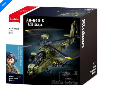 AH-64D Apache brick model helicopter - Sluban M38-B1536 - 734 bricks Planes SLUBAN 