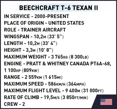 Beechcraft T-6 Texan II brick plane model - COBI 26626 - 197 bricks Planes Cobi 
