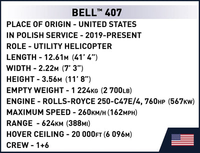 Bell 407 Policja helicopter brick model - COBI 26628 - 217 bricks Planes Cobi 