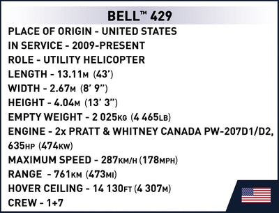 Bell 429 police helicopter brick model - COBI 26630 - 254 bricks Planes Cobi 