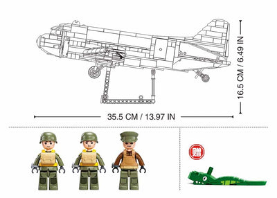 Douglas C-47S Skytrain (Dakota) brick plane model - Sluban M38-B1366 - 1015 bricks Planes SLUBAN 