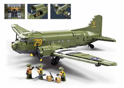 Douglas C-47S Skytrain (Dakota) brick plane model - Sluban M38-B1366 - 1015 bricks Planes SLUBAN 