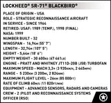 Executive Edition Lockheed SR-71 Blackbird brick aircraft model - COBI 5890 - 1379 bricks Planes Cobi 