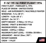 F-16 (YF-16) Fighting Falcon plane brick model - COBI 5892 - 373 bricks First Flight Edition 1974 Planes Cobi 