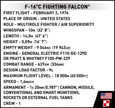 F-16C Fighting Falcon (Polish Version) brick plane model - COBI 5910 - 460 bricks Planes Cobi 
