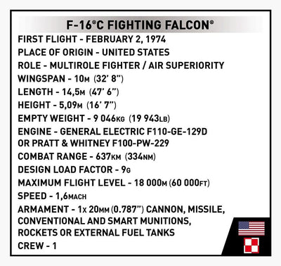 F-16C Fighting Falcon (Polish Version) brick plane model - COBI 5910 - 460 bricks Planes Cobi 