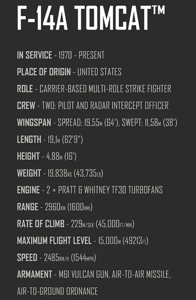 F14 Tomcat Top Gun brick plane model - COBI 5920 - 825 bricks Planes Cobi 