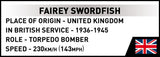 Fairey Swordfish brick plane model EXECUTIVE EDITION- COBI 5769- 960 bricks Planes Cobi 