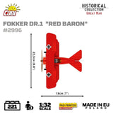 Fokker Dr. 1 ''Red Baron'' WWI brick plane model - COBI 2996 - 221 bricks Planes Cobi 