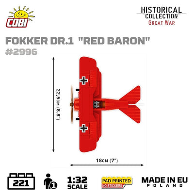 Fokker Dr. 1 ''Red Baron'' WWI brick plane model - COBI 2996 - 221 bricks Planes Cobi 