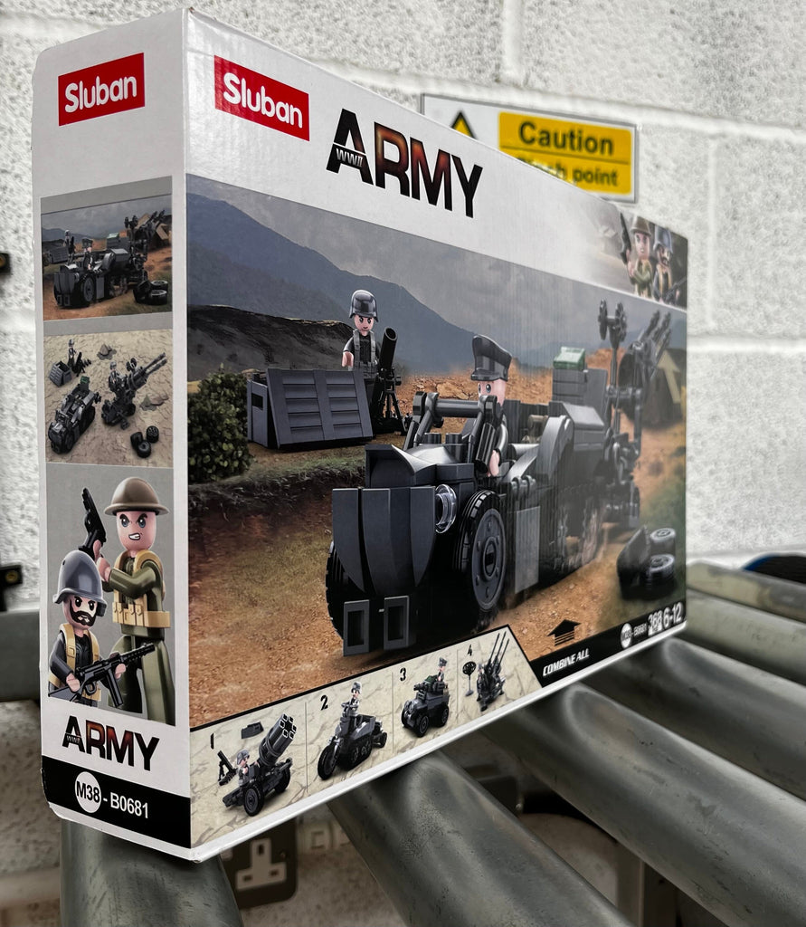 Sluban German Army 4in1 Set 353 Pezzi | Blocchi Costruzione Esercito | Compatibile Con Marchi Leader | Libretto Istruzioni Colorato