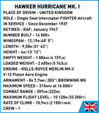 Hawker Hurricane No.302 Sgn. RAF plane brick model - COBI 5762 - 375 bricks Planes Cobi 