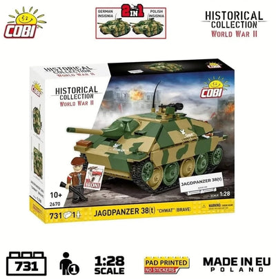 Jagdpanzer 38(t) "Chwat" brick tank model - COBI 2670 - 735 bricks Tank Cobi 