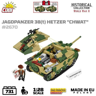 Jagdpanzer 38(t) "Chwat" brick tank model - COBI 2670 - 735 bricks Tank Cobi 