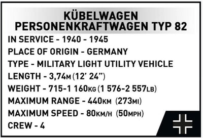 Kubelwagen - Typ 82 brick model - COBI 2803 - 1326 bricks car Cobi 