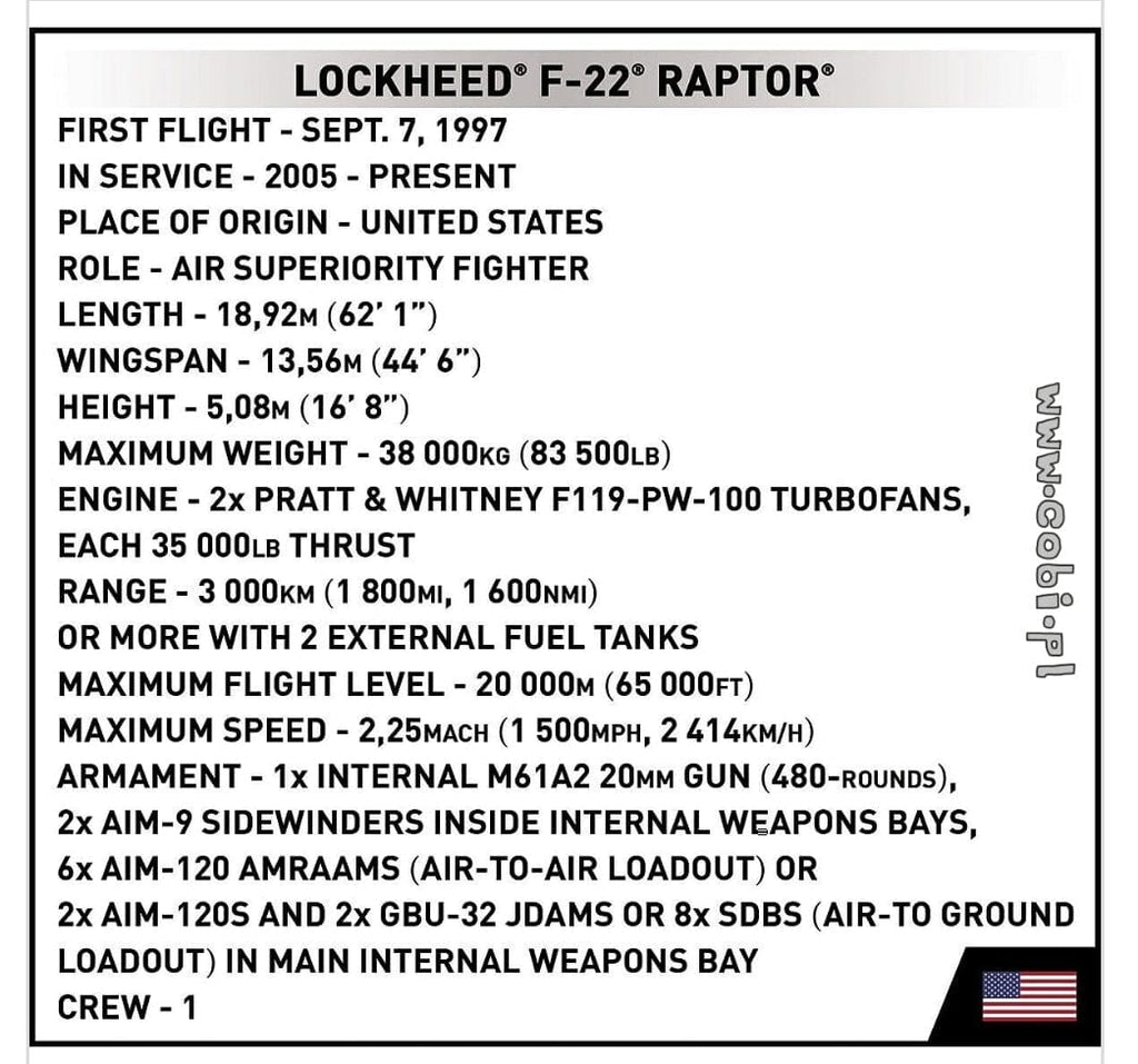 F 22 Raptor Brick Lockheed F-22 Raptor brick plane model - COBI 5855 - 695 bricks ...