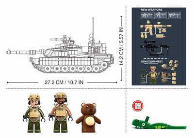 M1A2 Abrams (TUSK 2) brick tank model - Sluban M38-B1365 - 988 bricks Tank SLUBAN 