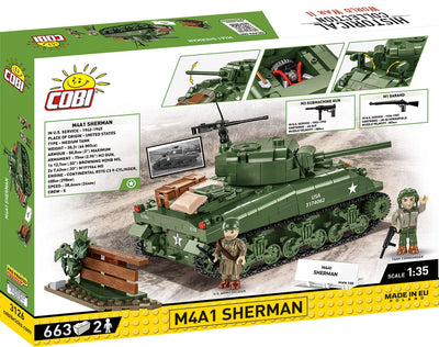 M4A1 Sherman brick tank model - COBI 3126 - 663 bricks Tank Cobi 