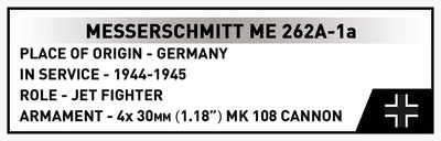 Messerschmit Me 262A-1a "Schwalbe" brick plane model - COBI 5776 - 490 bricks Planes Cobi 