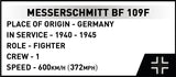 Messerschmitt BF-109F brick plane model - COBI 5873 - 123 bricks Planes Cobi 