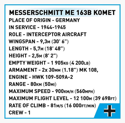 Messerschmitt Me 163B Komet brick plane model - COBI 5766 - 543 bricks Planes Cobi 