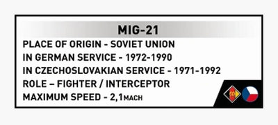 MIG-21 brick plane model - COBI 5919 - 396 bricks Planes Cobi 