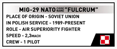 MiG-29 NATO "Fulcrum" brick plane model - COBI 5928 - 40 bricks Planes Cobi 
