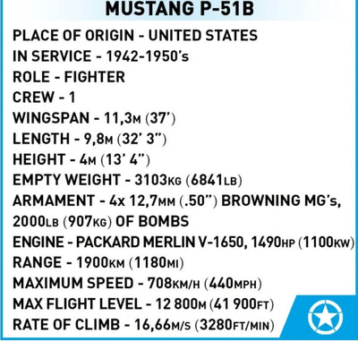 Mustang P-51B 158 KL brick plane model - COBI 5869 - 155 bricks Planes Cobi 
