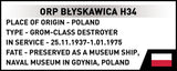 ORP Blyskawica destroyer brick model - COBI 4865 - 664 bricks Ship Cobi 
