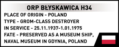 ORP Blyskawica destroyer brick model - COBI 4865 - 664 bricks Ship Cobi 
