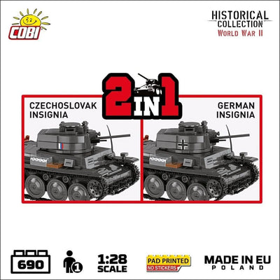 Panzer 38(t) Ausf. E brick model - COBI 2667 - 687 bricks Tank Cobi 