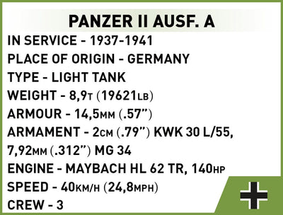 Panzer II AUSF.A brick tank model - COBI 2718 - 250 bricks Tank Cobi 
