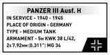 Panzer III Ausf. H brick tank model - COBI 2672 - 958 bricks Tank Cobi 