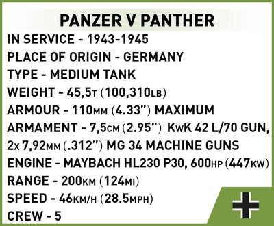 Panzer V Panther brick tank model - COBI 3099 - 126 bricks Tank Cobi 