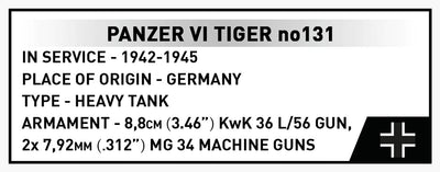 Panzer VI Tiger I 131 The Tank Museum brick tank model - COBI 2588A - 1275 bricks Tank Cobi 