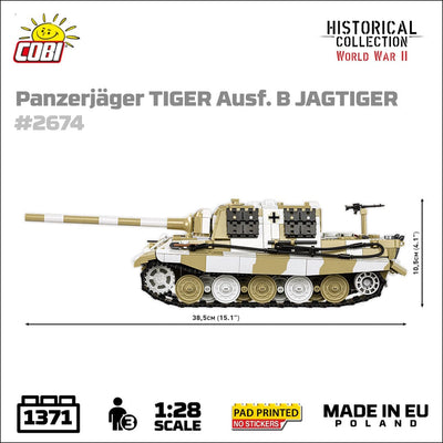 Panzerjager Tiger Ausf. B Jagdtiger brick tank model - COBI-2674 - 1371 bricks Tank Cobi 
